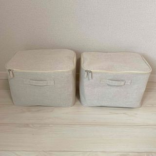 ムジルシリョウヒン(MUJI (無印良品))の無印良品 ポリエステル麻 ソフトボックス 長方形 中 フタ式 2個(ケース/ボックス)