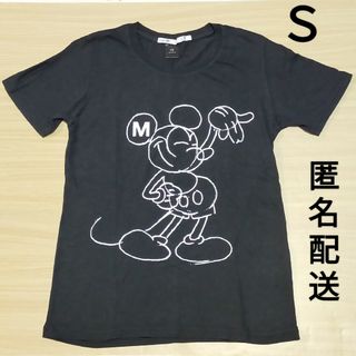 ディズニー(Disney)のユニクロ　半袖Ｔシャツ　Ｓサイズ　黒　ミッキーマウ　カットソー　USED　古着(Tシャツ(半袖/袖なし))