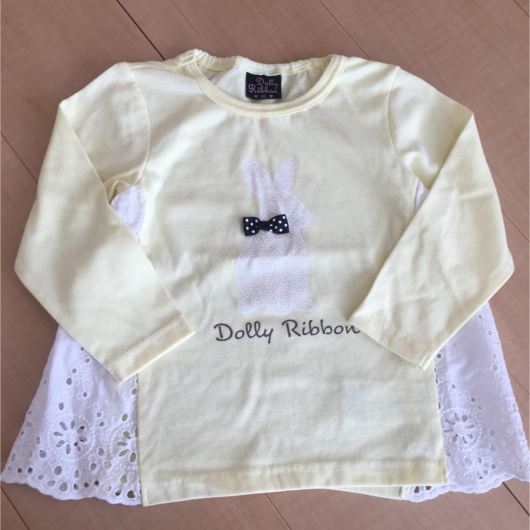 Dolly Ribbon うさぎ ロンT カットソー 95 キッズ/ベビー/マタニティのキッズ服女の子用(90cm~)(Tシャツ/カットソー)の商品写真