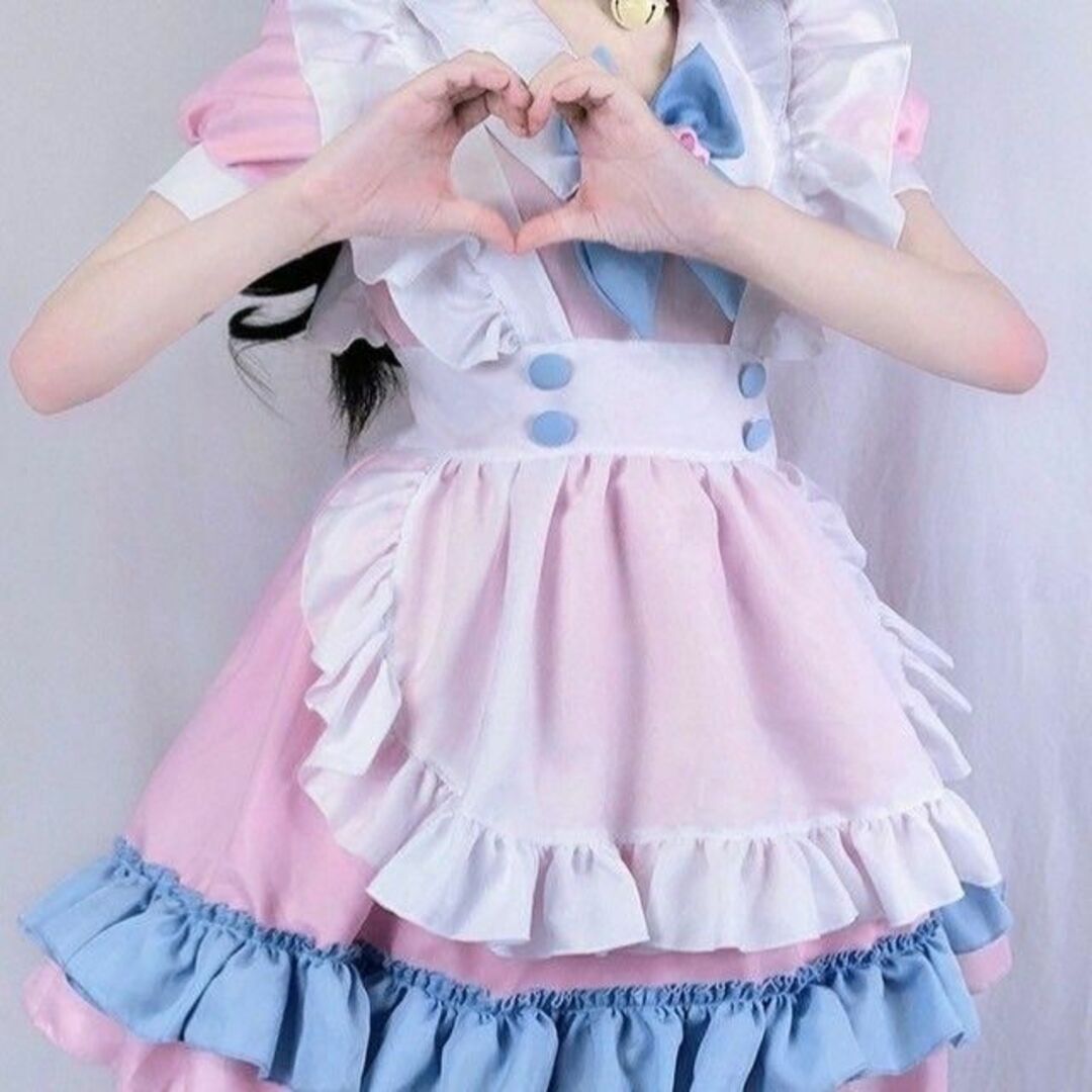 ピンク メイド服 XL 衣装 ロリータ エプロン コスチューム 仮装 学園祭 レディースのレディース その他(セット/コーデ)の商品写真