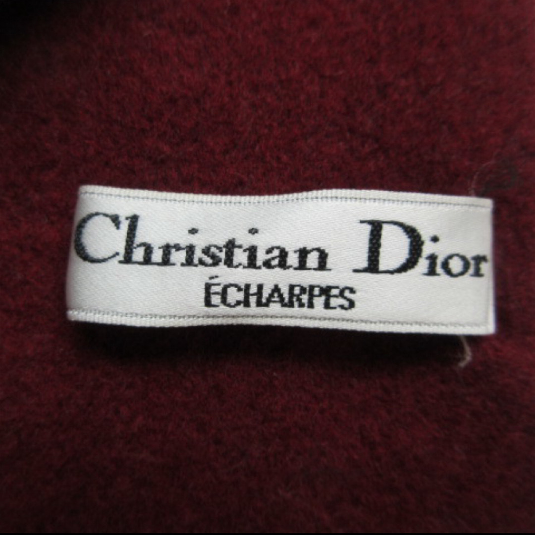 Christian Dior(クリスチャンディオール)のディオール Christian Dior ウールマフラー　グレー×ボルド レディースのファッション小物(マフラー/ショール)の商品写真