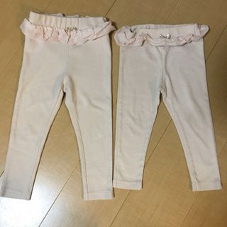 しまむら - フリル リブ レギンス パンツ 2枚セット 80、90