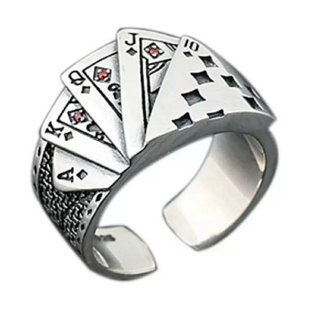 トランプリング  指輪 メンズ  フリーサイズ 赤 男女兼用 メンズのアクセサリー(リング(指輪))の商品写真