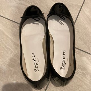 レペット(repetto)のレペット　バレエシューズ　ヒール　エナメル 黒 38(バレエシューズ)