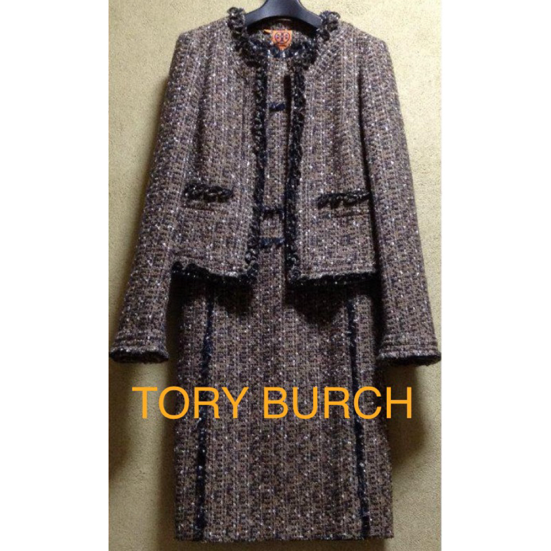 Tory Burch(トリーバーチ)のツイード　ワンピースセットアップスーツ TORY BURCH トリーバーチ　Ｌ レディースのフォーマル/ドレス(スーツ)の商品写真