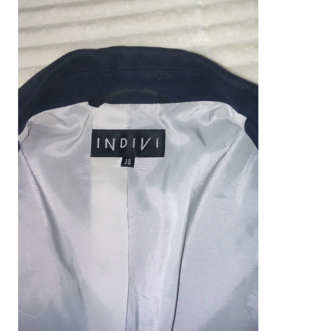 INDIVI(インディヴィ)のインディヴィ INDIVI ネイビー ベロア ジャケット 日本製 レディースのジャケット/アウター(テーラードジャケット)の商品写真