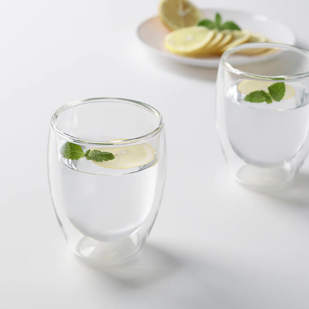 IKEA(イケア)の【 新品・未開封】イケア パッセラド ダブルウォールグラス300ml 2個入×2 インテリア/住まい/日用品のキッチン/食器(グラス/カップ)の商品写真