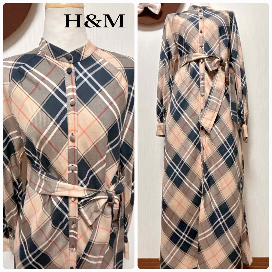 H&H(エイチアンドエイチ)の新品同様●H&M●チェック柄ロングワンピース●サイズ36 レディースのワンピース(ロングワンピース/マキシワンピース)の商品写真