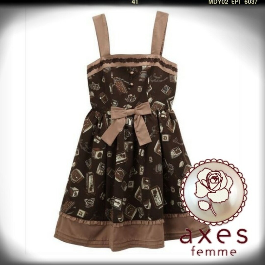 axes femme(アクシーズファム)の【匿名配送】axes femme♡プレゼントＢＯＸ柄フレアワンピース レディースのワンピース(ひざ丈ワンピース)の商品写真