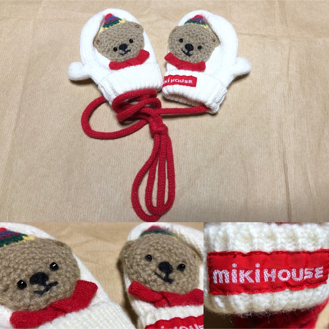 mikihouse(ミキハウス)のミキハウス 手袋 ミトン ニット クマ 熊 ベア キッズ/ベビー/マタニティのこども用ファッション小物(手袋)の商品写真