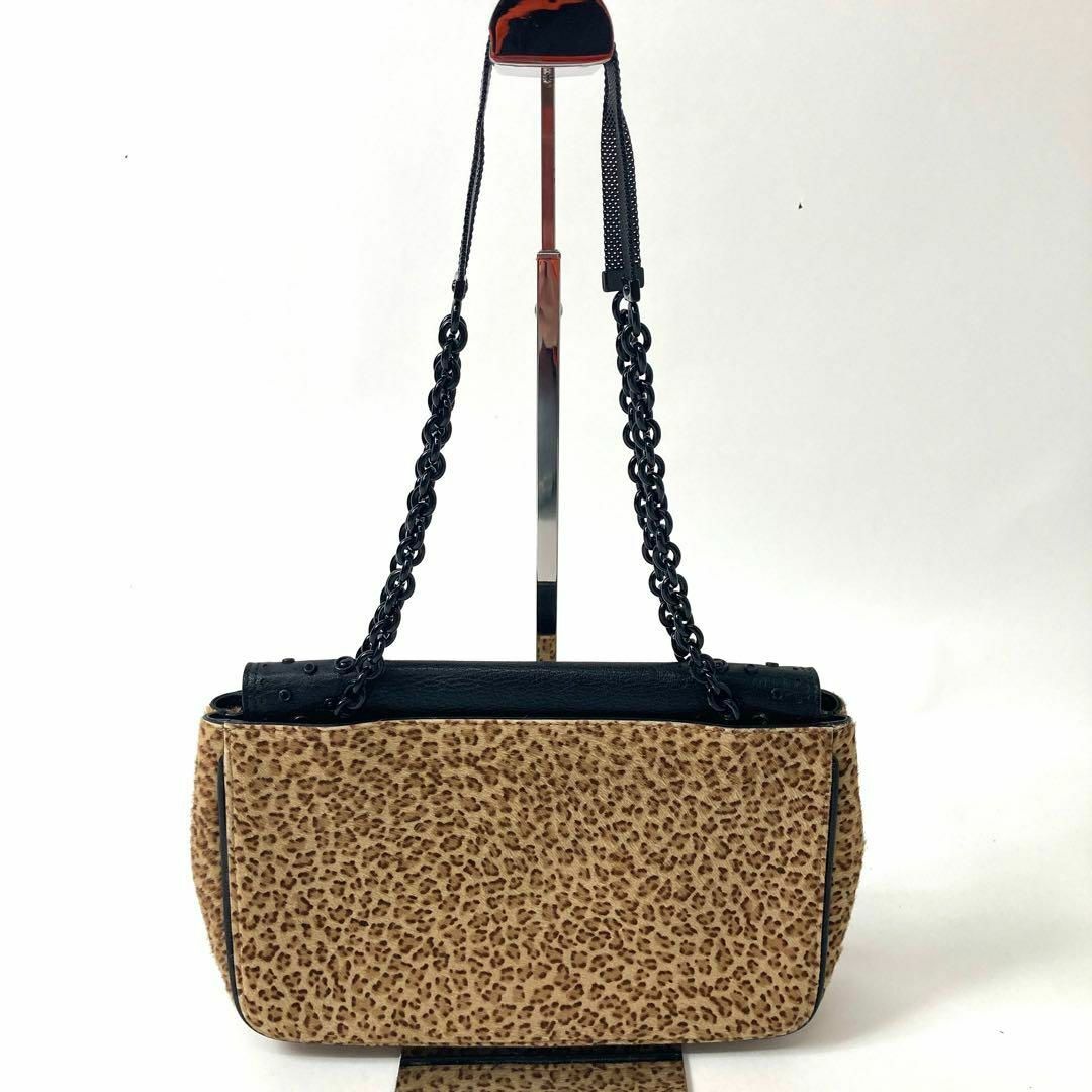 BOTTEGA VENETA ハラコレザー レオパード チェーンショルダーバッグ BOTTEGA VENETA ハラコレザー レオパード チェーンショルダーバッグ