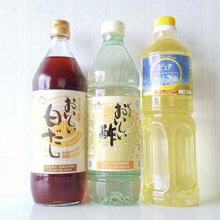 ニホンシゼンハッコウ(日本自然発酵)のNHC★調味料３点セット（おいしい酢・おいしい白だし・キャノーラ油）(調味料)