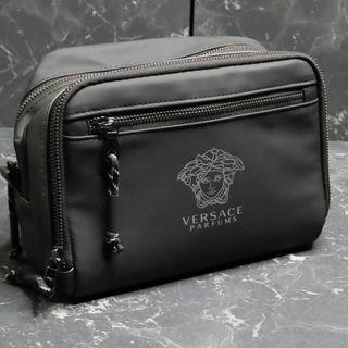 ヴェルサーチ(VERSACE)のVERSACEメドゥーサ大きめポーチバッグヴェルサーチェブラック黒色メイク化粧(その他)