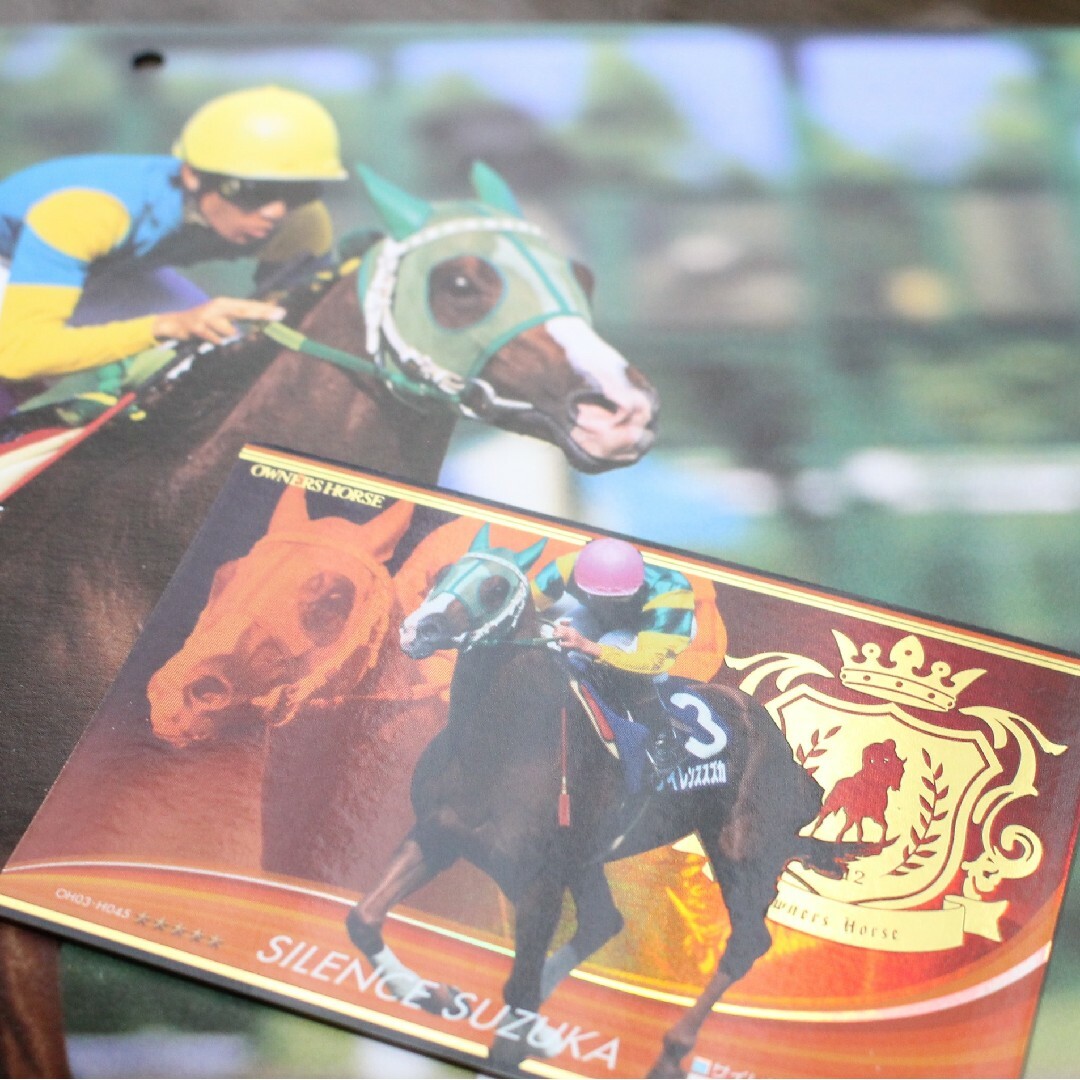 BANDAI(バンダイ)のサイレンススズカ トレカ&切り抜き写真セット 競馬レアカード オーナーズホース エンタメ/ホビーのトレーディングカード(シングルカード)の商品写真