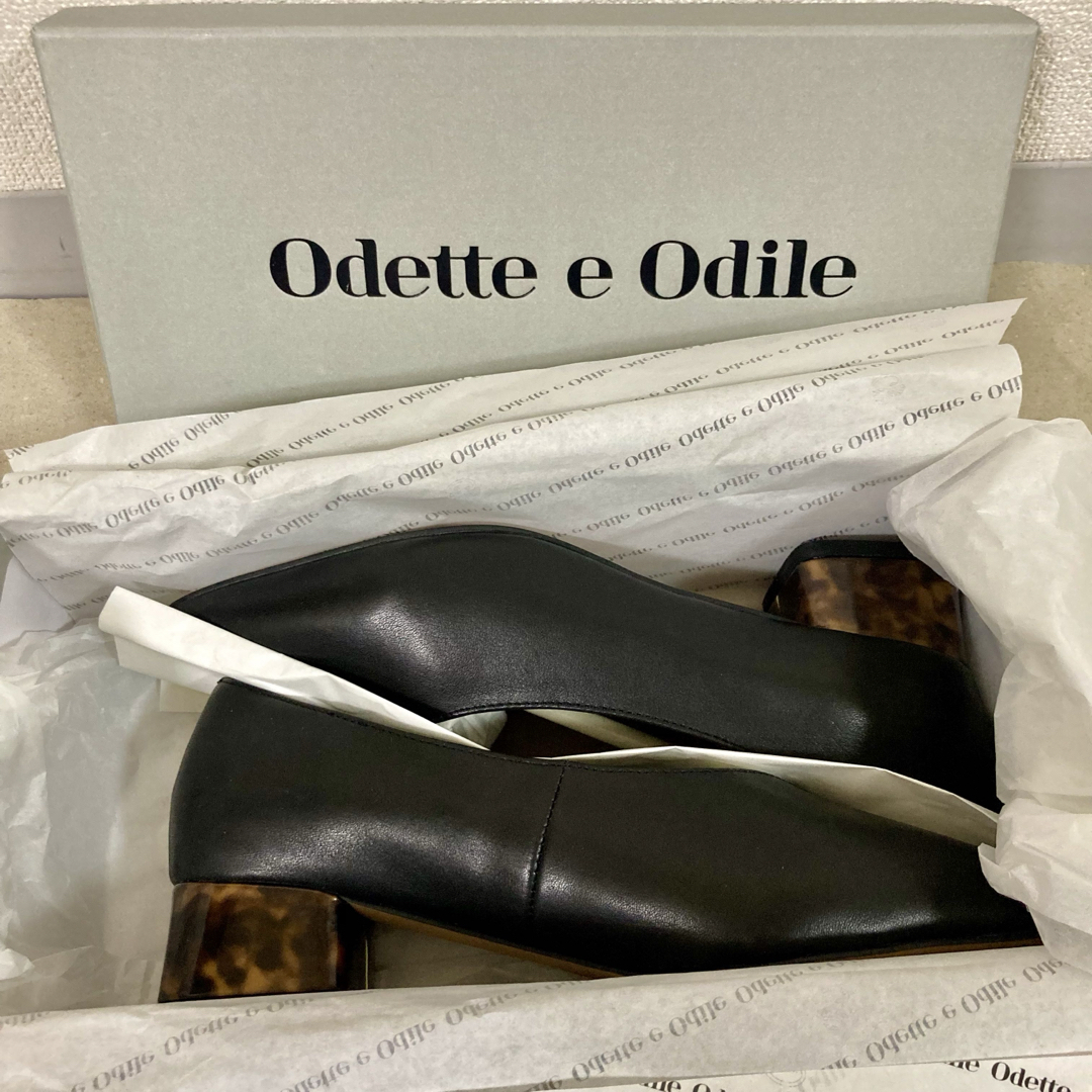 Odette e Odile(オデットエオディール)の【新品未使用】オデットエオディール パンプス 本革 ブラック ヒール3.5cm レディースの靴/シューズ(ハイヒール/パンプス)の商品写真