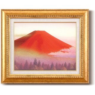 開運 赤富士 壁掛け 額入り 額装付き F6号 富士山 絵画 金運 縁起物 絵(絵画/タペストリー)