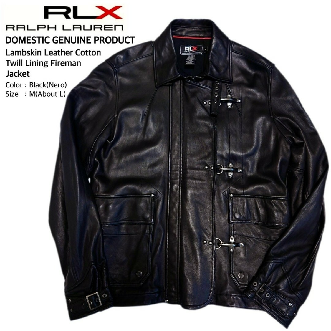 ブラックサイズ超名作 RLX ラルフローレン 正規品 最高級ラムレザーファイヤーマンジャケット