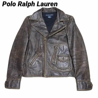 POLO RALPH LAUREN - ポロラルフローレン ヴィンテージ加工 レザージャケット ダークブラウン