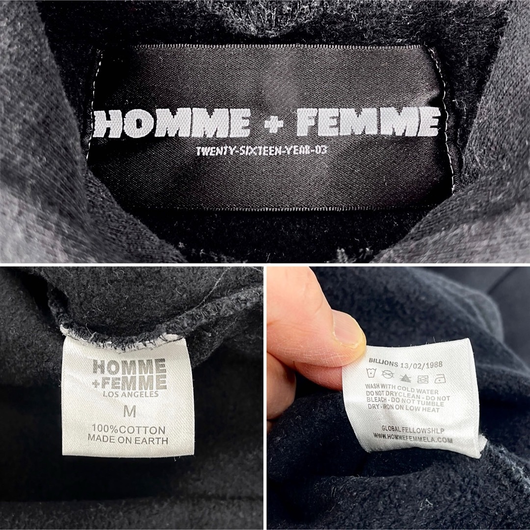 中古 Homme ＋ Femme LA レイヤード サイドジップ 七分袖パーカー メンズのトップス(パーカー)の商品写真