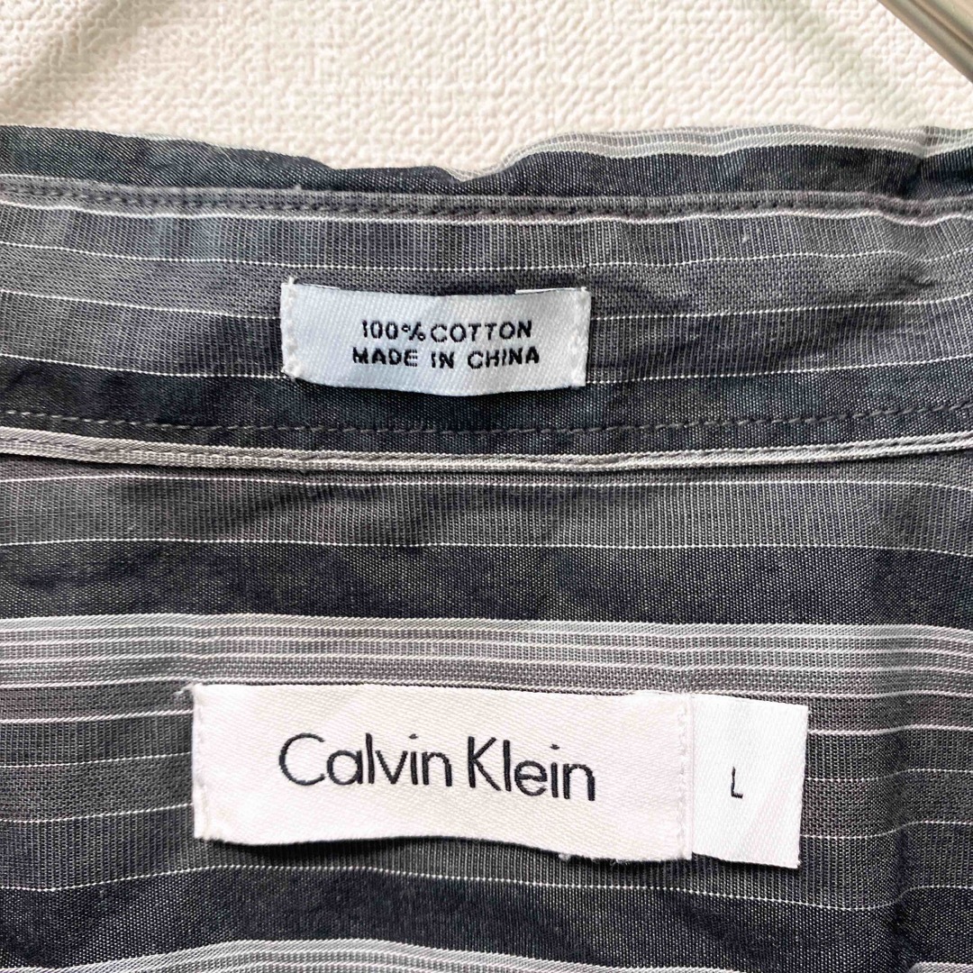 Calvin Klein(カルバンクライン)のカルバンクライン　長袖シャツ　柄シャツ　ストライプ　男女兼用　Lサイズ メンズのトップス(シャツ)の商品写真