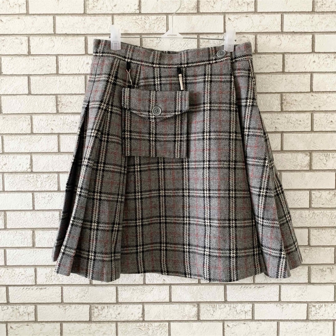 MILK(ミルク)のMILK 巻きスカート タータンチェック グレー スカート フェミニン レディースのスカート(ミニスカート)の商品写真