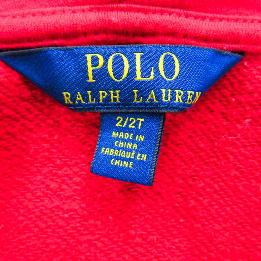 POLO RALPH LAUREN(ポロラルフローレン)のポロ・ラルフローレン ジップアップパーカー スウェット スエット キッズ 男の子用 2/2Tサイズ レッド POLO RALPH LAUREN キッズ/ベビー/マタニティのキッズ服女の子用(90cm~)(Tシャツ/カットソー)の商品写真