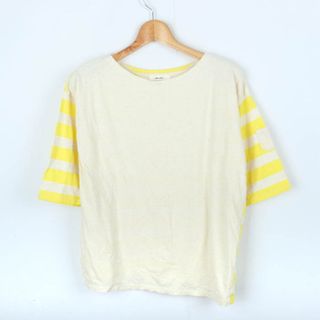 ニコアンド(niko and...)のニコアンド Tシャツ 5分袖 リネン混 Mサイズ相当 トップス レディース ﾌﾘｰサイズ イエロー niko and...(Tシャツ(半袖/袖なし))