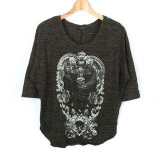 ザラ(ZARA)のザラ Tシャツ 5分袖 トップス 黒 レディース Mサイズ ブラック ZARA(Tシャツ(半袖/袖なし))