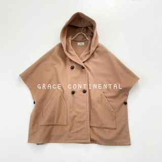 グレースコンチネンタル(GRACE CONTINENTAL)のグレースコンチネンタル　ウールポーンチョコート　くるみボタン(ポンチョ)