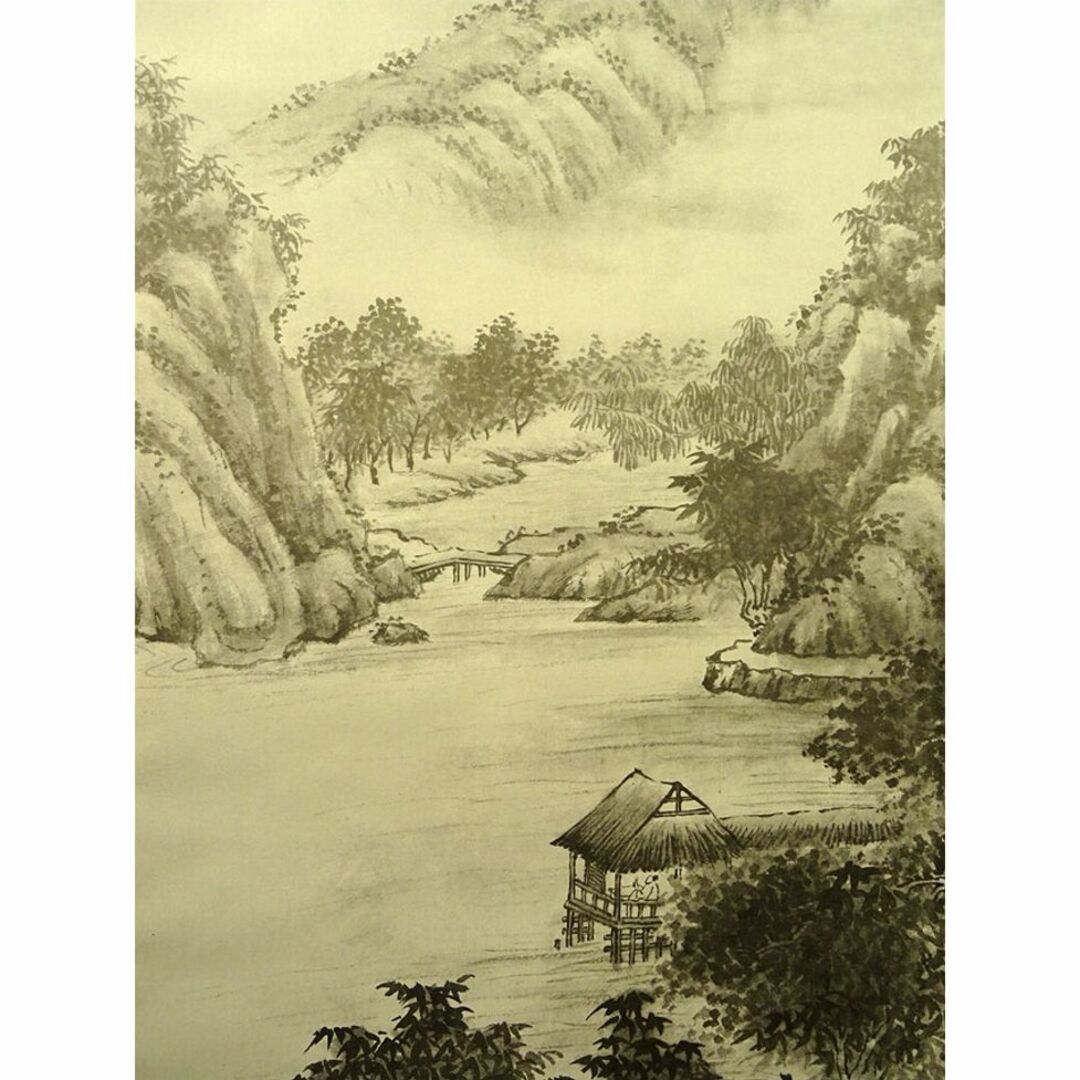 掛軸 玄慧『水墨山水図』中国画 絹本 肉筆 掛け軸 a07206の通販 掛軸 玄慧『水墨山水図』中国画 絹本 肉筆 掛け軸 a07206の通販