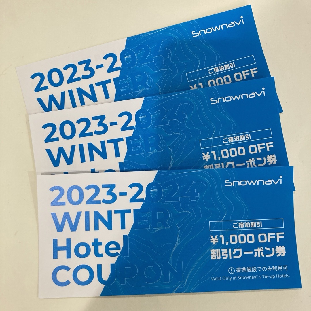 スキー　スノーボード　ホテル　割引券　3枚 チケットの優待券/割引券(宿泊券)の商品写真