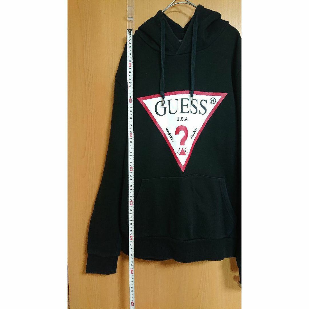 GUESS(ゲス)のGUSS ゲス プルオーバーパーカー プリントロゴ  メンズM ブラック 服 メンズのトップス(パーカー)の商品写真