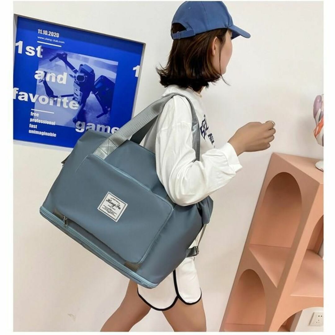 ブルー2wayボストンバッグ拡張多機能防水修学旅行通学通勤アウトドア大容量A レディースのバッグ(ボストンバッグ)の商品写真