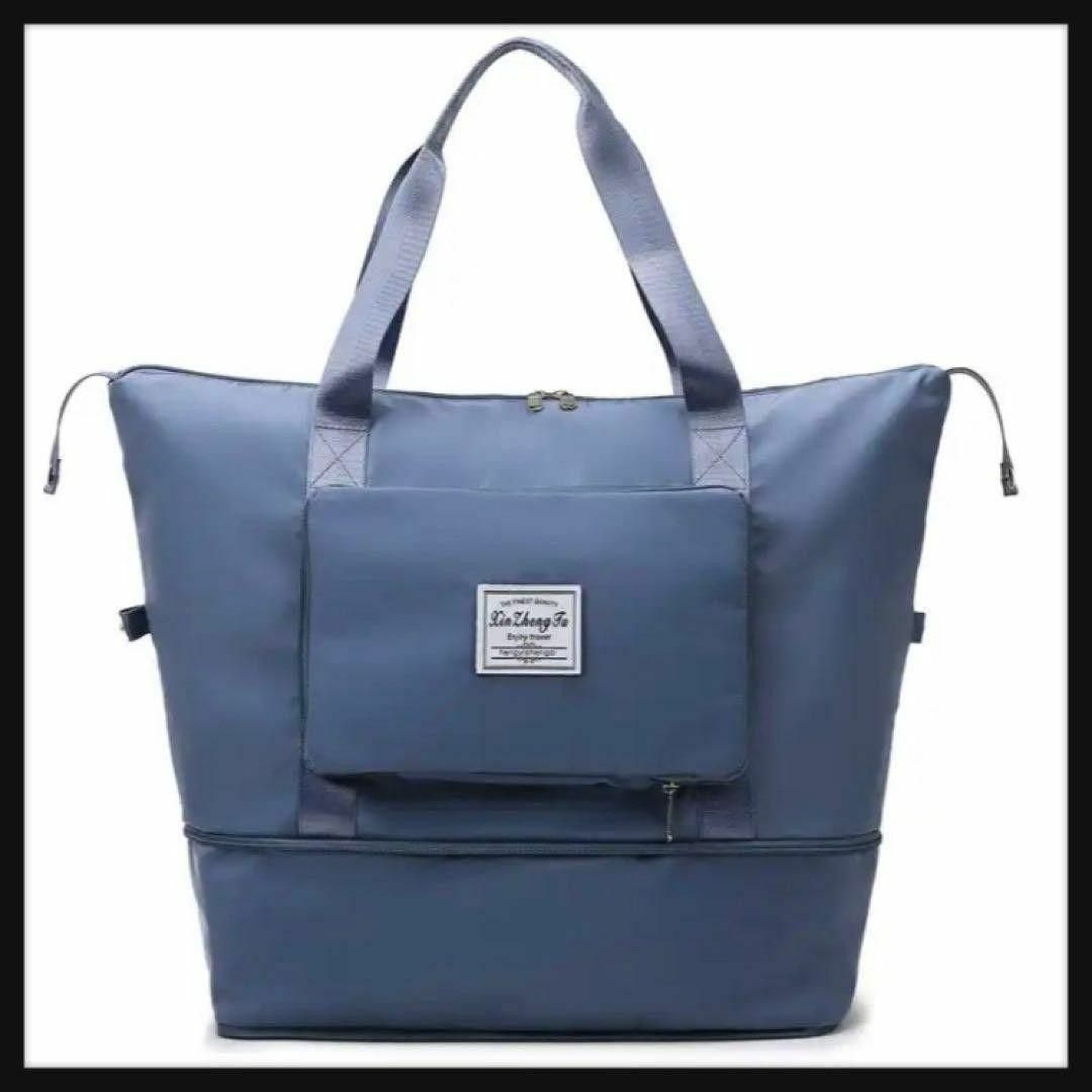 ブルー2wayボストンバッグ拡張多機能防水修学旅行通学通勤アウトドア大容量A レディースのバッグ(ボストンバッグ)の商品写真
