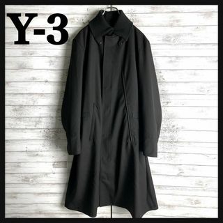 8763【即完売モデル】Y-3☆袖ロゴ入りロングコート　入手困難　希少　美品