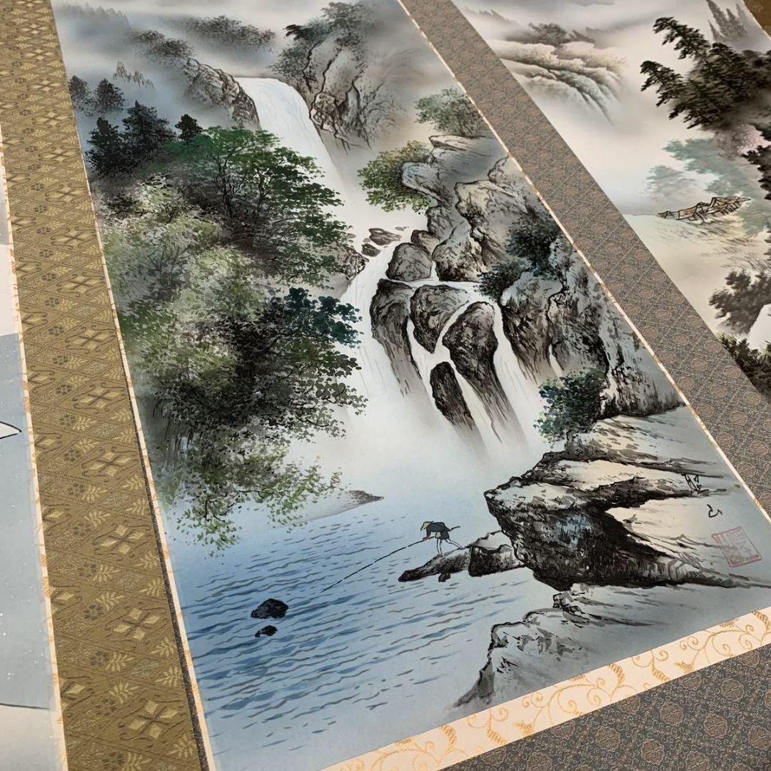 掛軸3本セット 葛谷聖山『新四季賞翫』日本画 山水 風景画 絹本 掛軸3本セット 葛谷聖山『新四季賞翫』日本画 山水 風景画 絹本