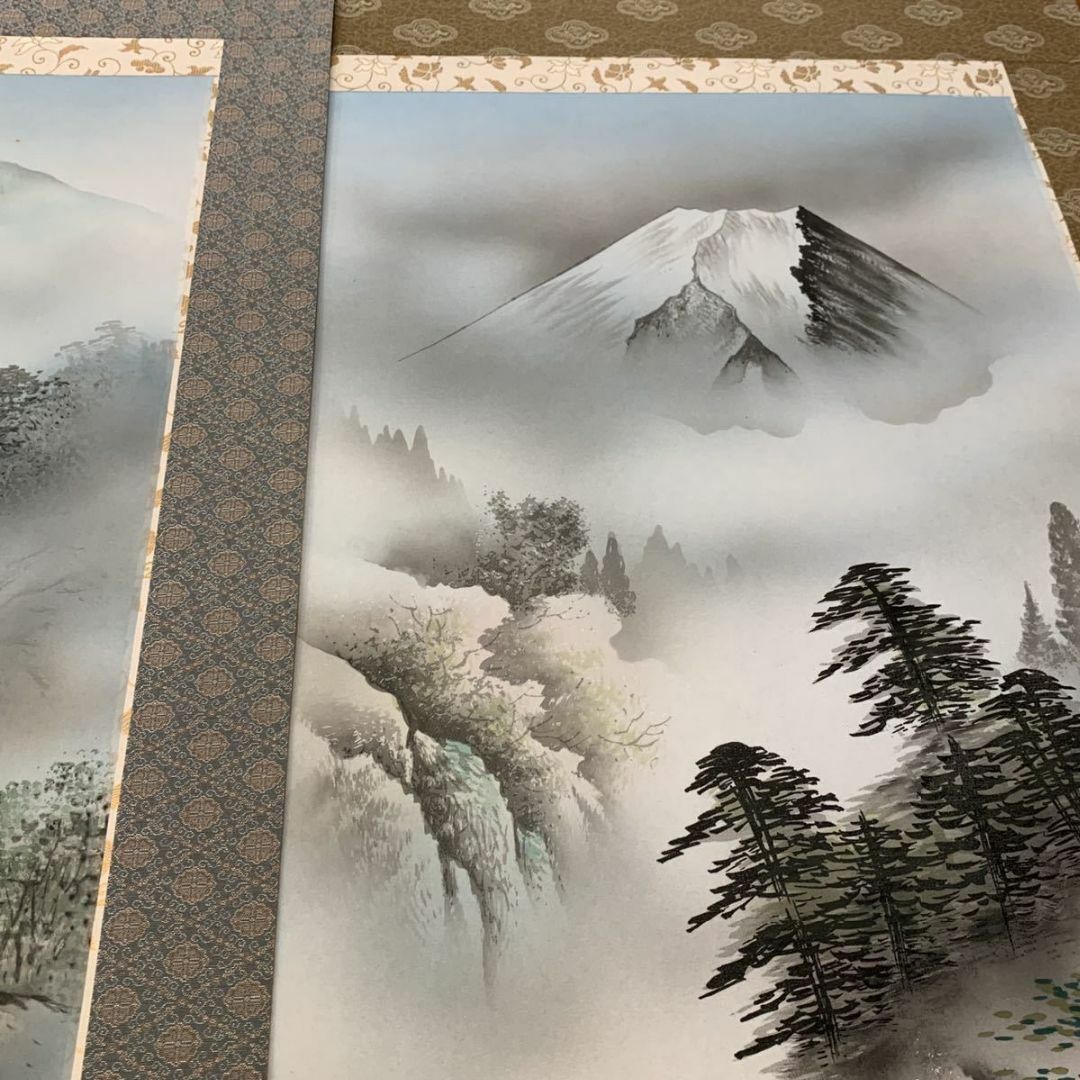 掛軸3本セット 葛谷聖山『新四季賞翫』日本画 山水 風景画 絹本 掛軸3本セット 葛谷聖山『新四季賞翫』日本画 山水 風景画 絹本