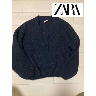 ザラ(ZARA)のZARA バルーン　パフスリーブ　ゆったり　大きめ　オーバーサイズ　Ｖネック(ニット/セーター)