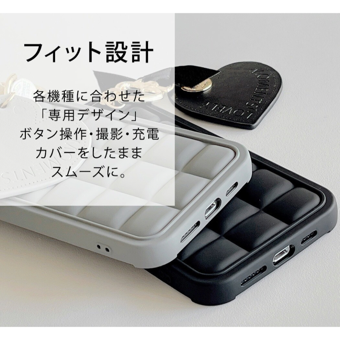 iPhone11ケース 韓国 ハートスマホケース かわいい スマホ ブラック スマホ/家電/カメラのスマホアクセサリー(iPhoneケース)の商品写真
