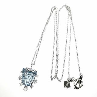 santa14Pt カービング ブルートパーズ ネックレス ダイヤ 0.21ct