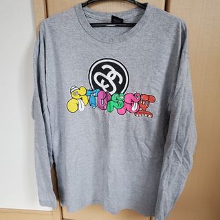 ステューシー(STUSSY)のオールドステューシーのシャネルグラフィックロンT　グレー　M(Tシャツ/カットソー(七分/長袖))