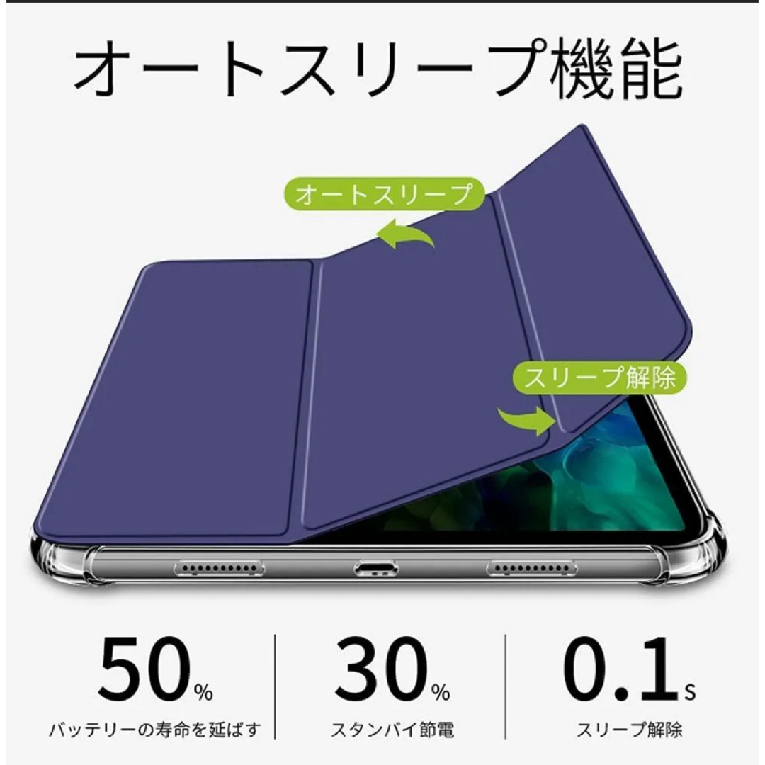 VAGHVEO iPad Pro カバー三つ折スタンド ネイビーブルー スマホ/家電/カメラのスマホアクセサリー(iPadケース)の商品写真