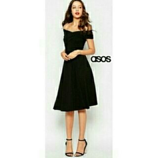 エイソス(asos)の日本未入荷 再入荷UK6 *ASOS*オフショルダードレス☆(ミディアムドレス)