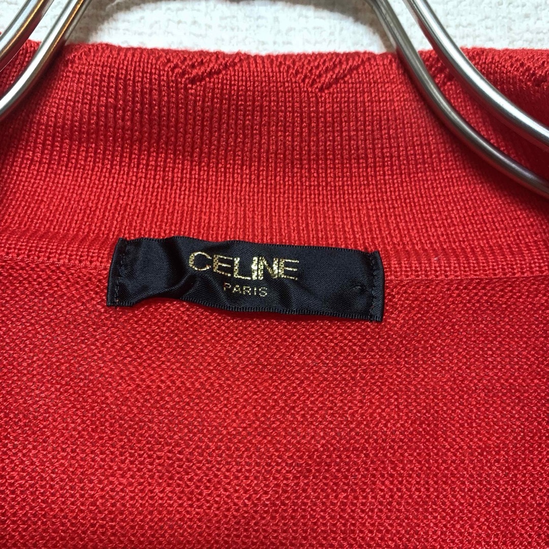 celine(セリーヌ)のCELINE ニット ポロシャツ オーバーサイズ レッド サイズ50 XL相当 メンズのトップス(ポロシャツ)の商品写真