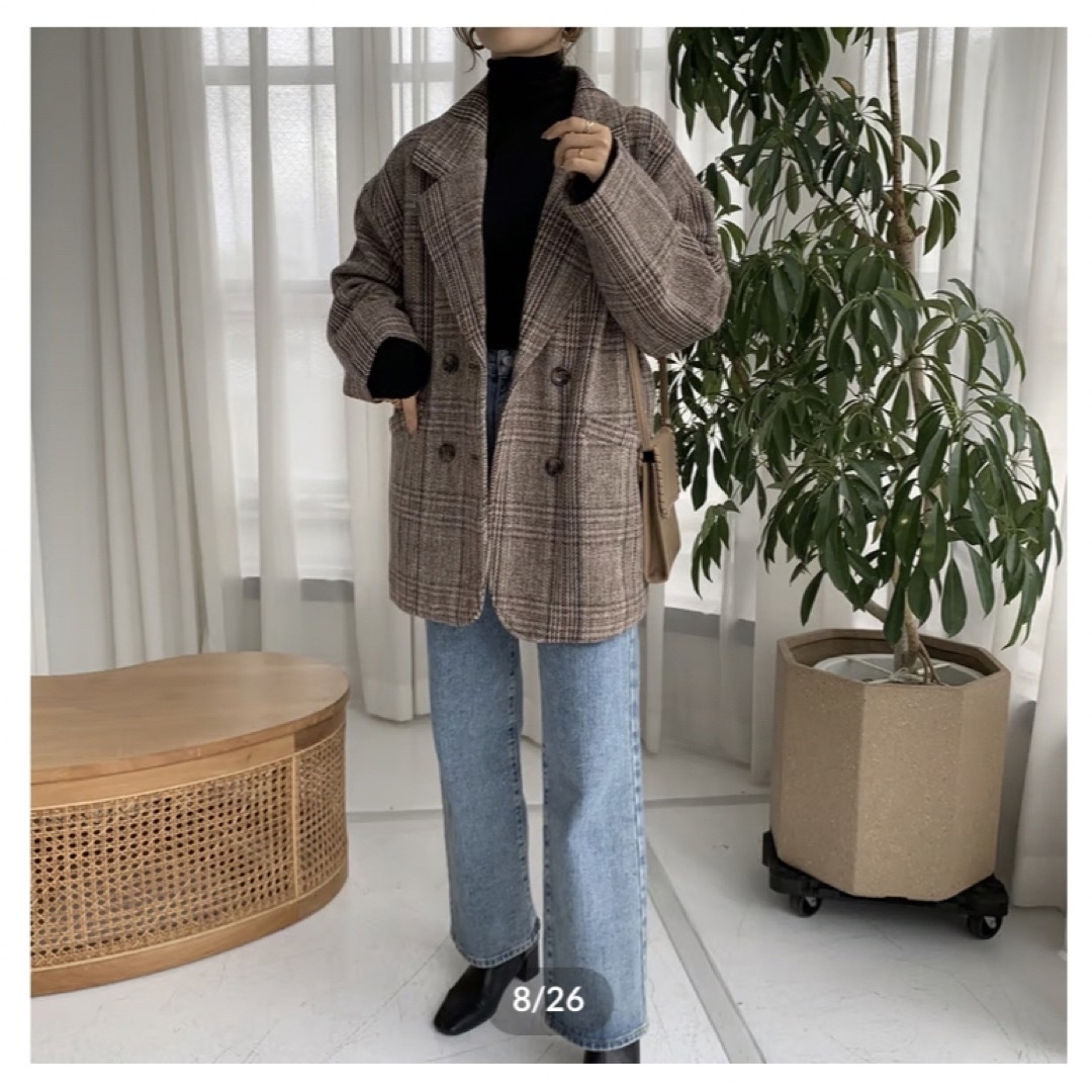 【don.fit様 専用】BLATE チェック柄コート🧥🧡 レディースのジャケット/アウター(ピーコート)の商品写真