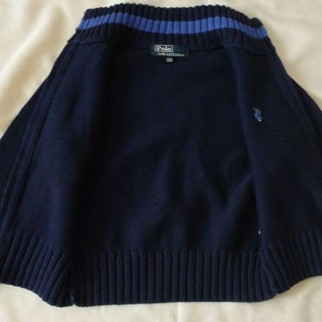 POLO RALPH LAUREN(ポロラルフローレン)のラルフローレン　キッズ　ニット　ジップカーディガン　セーター　100㎝　紺 キッズ/ベビー/マタニティのキッズ服男の子用(90cm~)(カーディガン)の商品写真