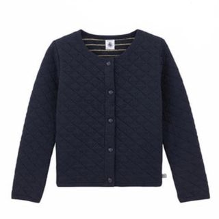 プチバトー(PETIT BATEAU)のプチバトー　チュビック　キルティング　ジャケット　ボーダー　ノーカラーコート(ジャケット/上着)