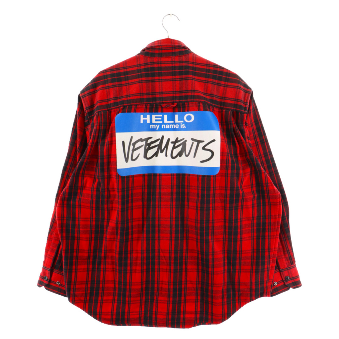 52センチ袖丈VETEMENTS ヴェトモン 22SS MY NAME IS VETEMENTS FLANNEL SHIRT マイネーム イズ ヴェトモン フランネルシャツ チェックシャツ レッド UA52SH800R