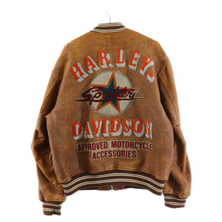 ハーレーダビッドソン(Harley Davidson)のHARLEY DAVIDSON ハーレーダビッドソン USA製 パッチデザイン フルジップアップ レザーブルゾン ジャケット ブラウン(ブルゾン)