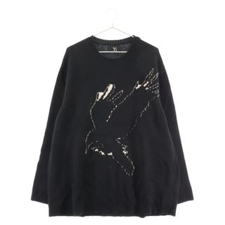 ワイズ(Y's)のY's ワイズ WOOL CROW MOTIF PULLOVER クロウジャガード ウールニットクルーネック セーター ブラック YJ-K80-153(ニット/セーター)